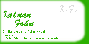 kalman fohn business card