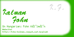 kalman fohn business card